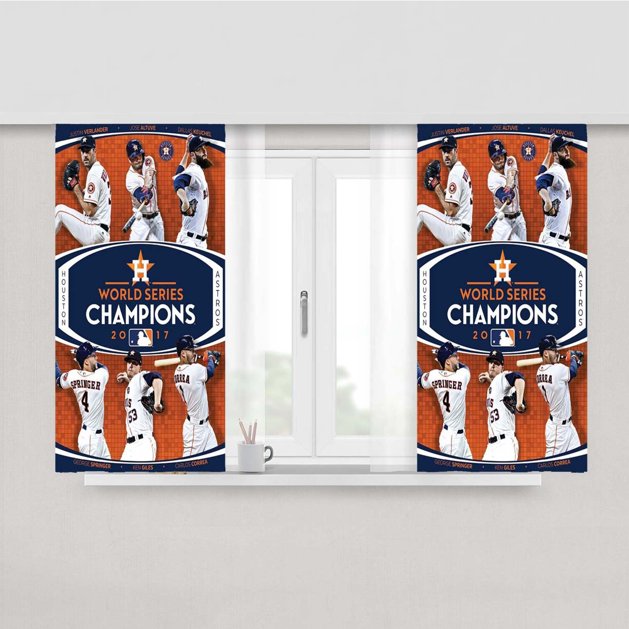 Houston Astros 2017 World Series Champions Peach Skin Window Curtains