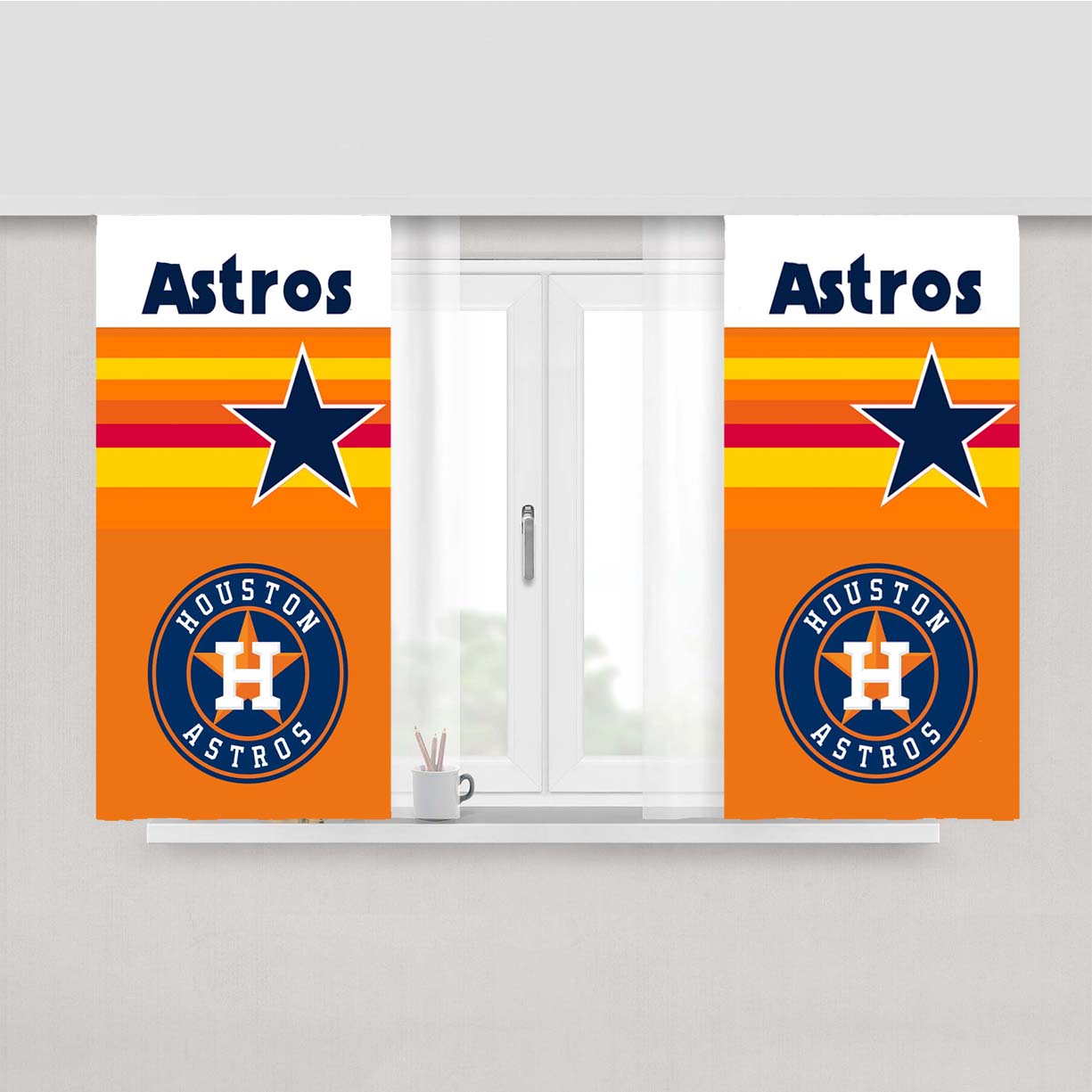 Houston Astros Mlb 4 Peach Skin Window Curtains