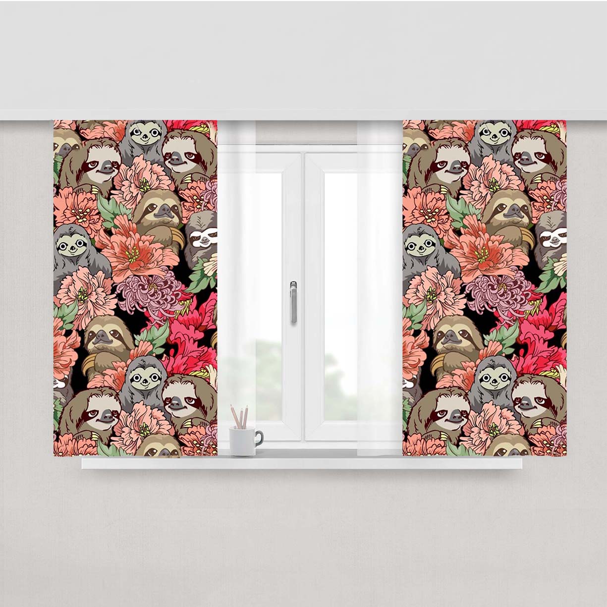 Huebucket Because Sloths Peach Skin Window Curtains