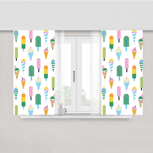 Ice Cream Pattern Peach Skin Window Curtains