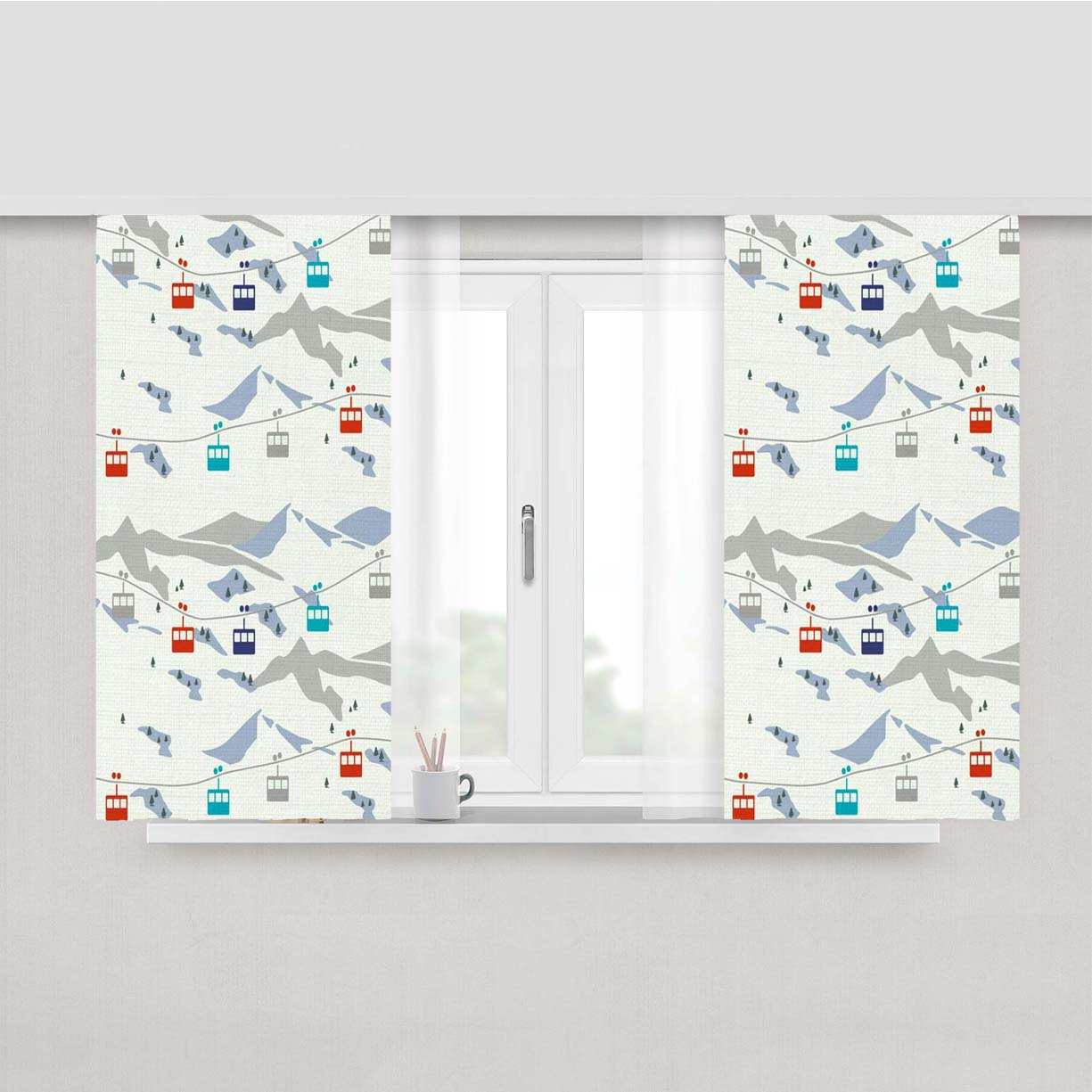Ice Sky Dreams Pattern Peach Skin Window Curtains