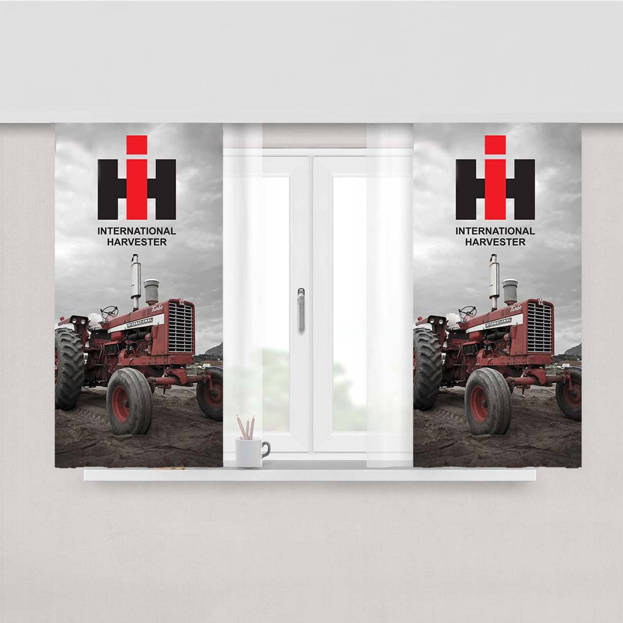 Ih International Harvester Tractor 1 Peach Skin Window Curtains
