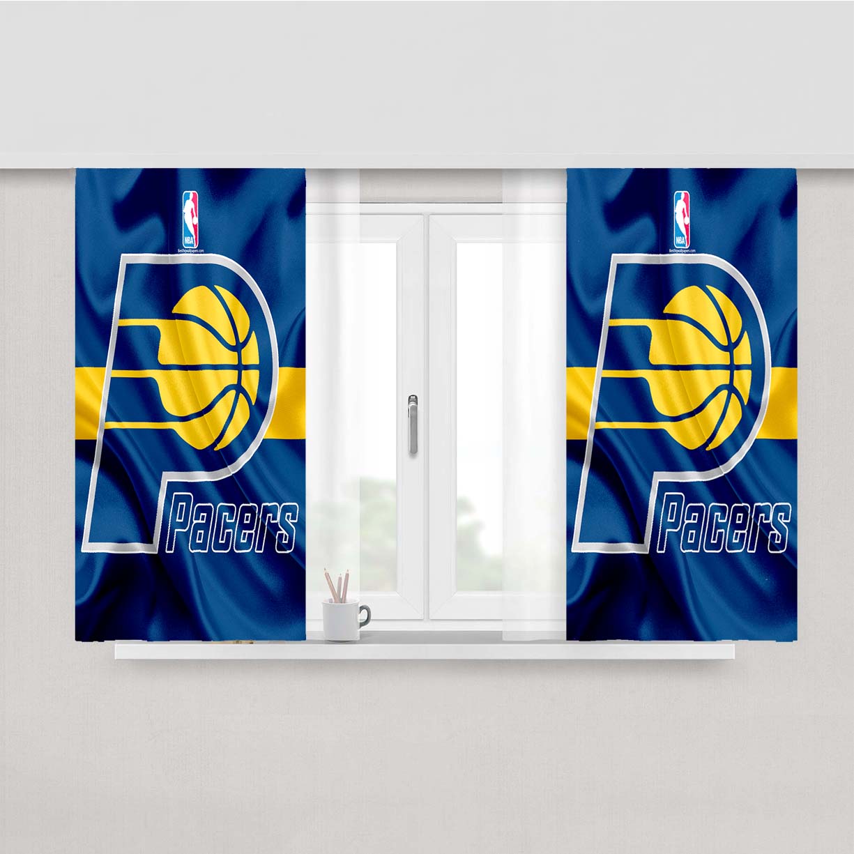 Indiana Pacers Basketball Club Logo Peach Skin Window Curtains