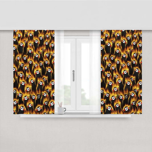Infernal Bears Fire Party Pattern Peach Skin Window Curtains