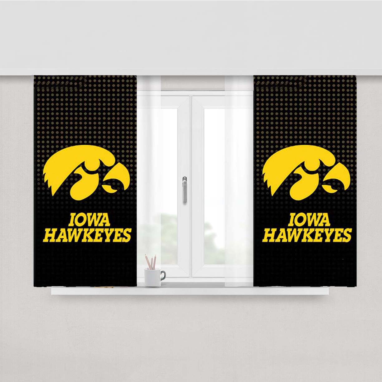 Iowa Hawkeyes Logo Dots Peach Skin Window Curtains