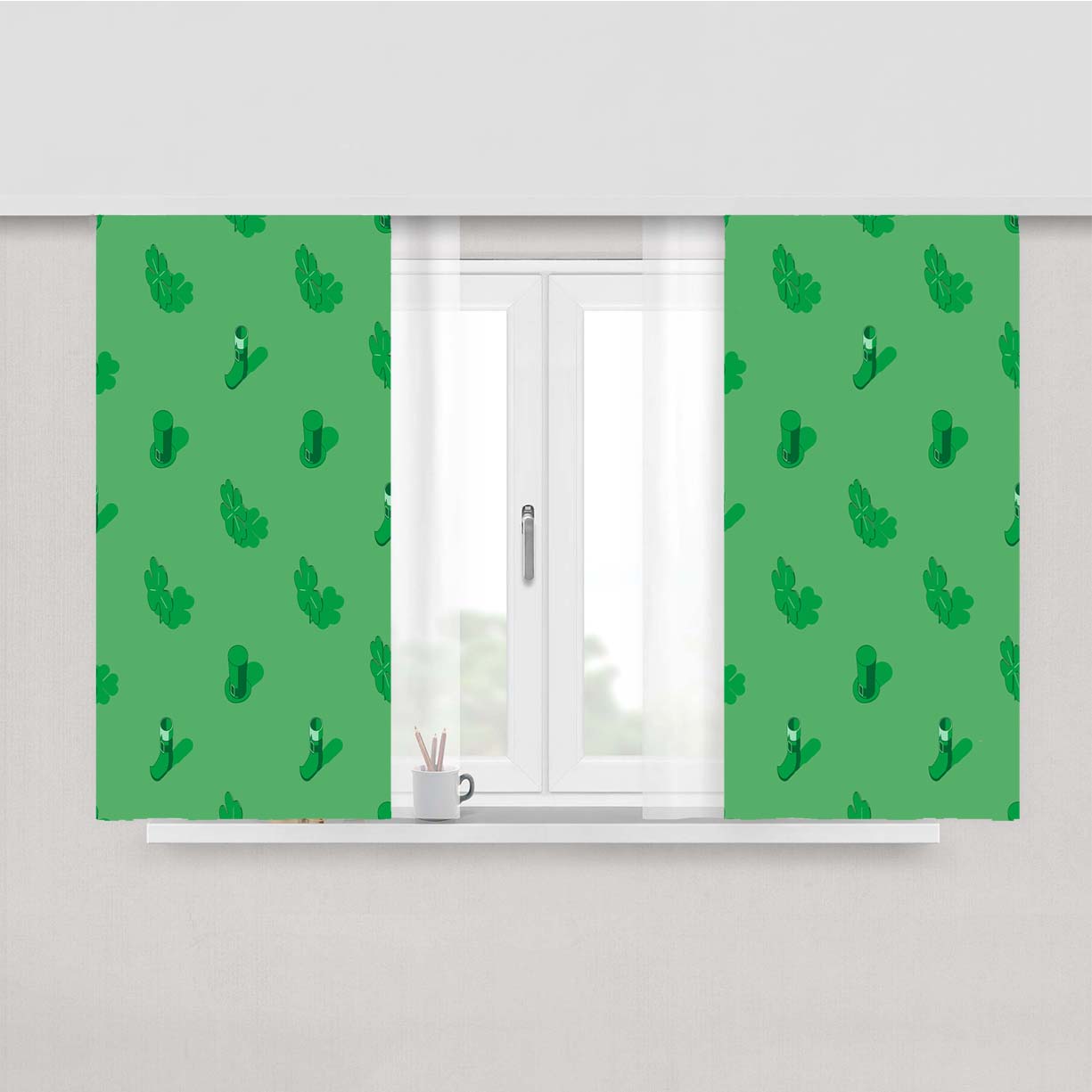 Isometric St Patricks Day Pattern 01 Peach Skin Window Curtains
