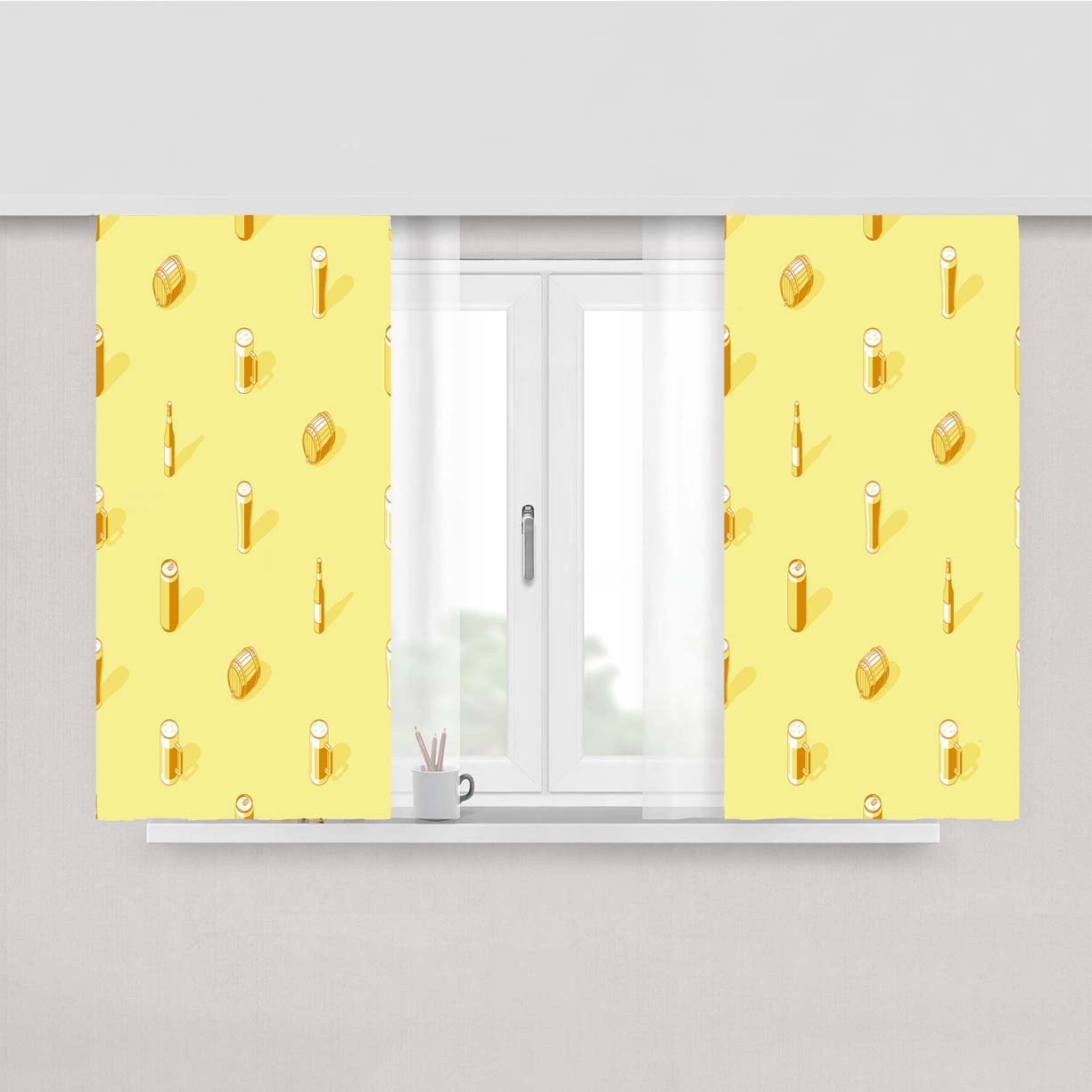 Isometric St Patricks Day Pattern 02 Peach Skin Window Curtains