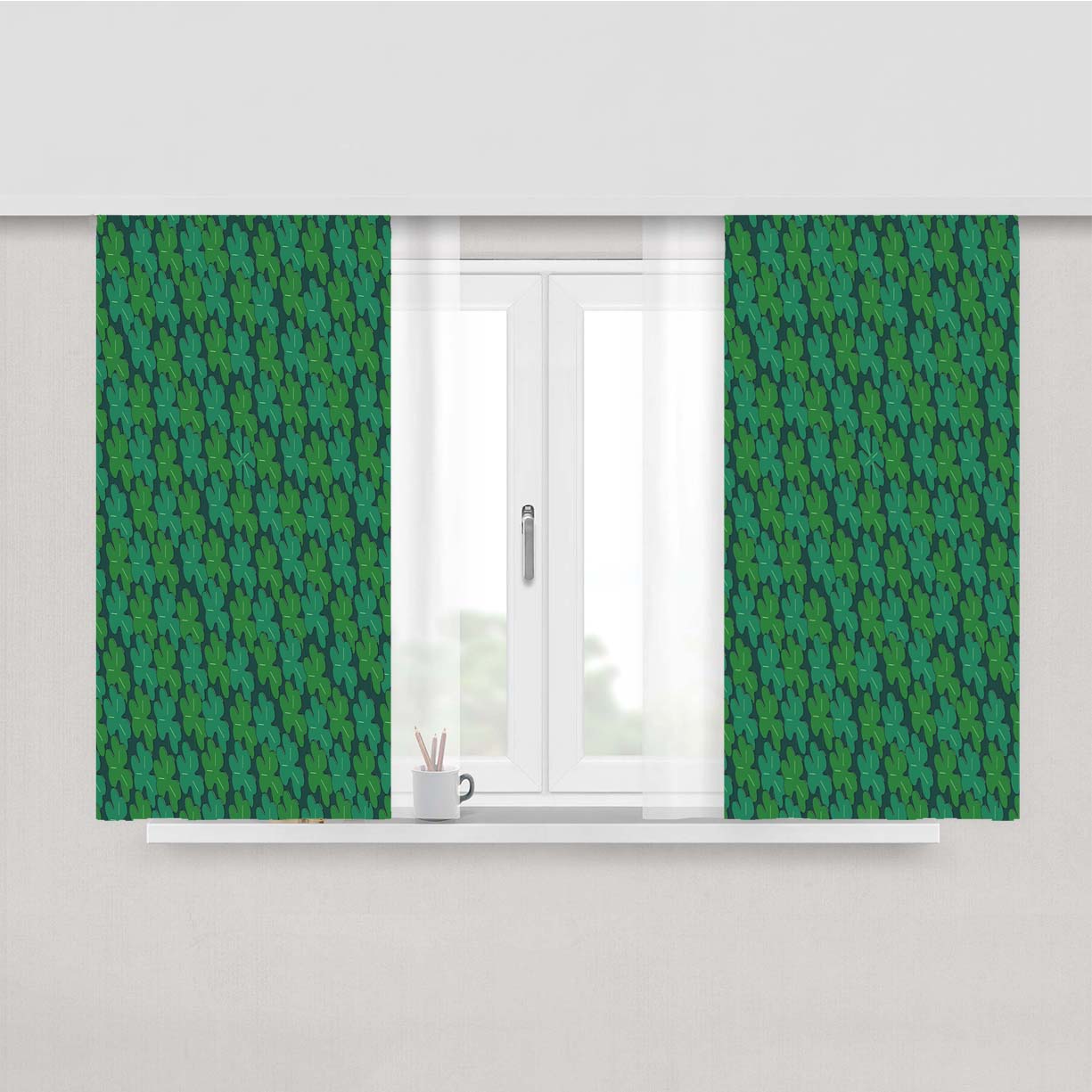 Isometric St Patricks Day Pattern 03 Peach Skin Window Curtains