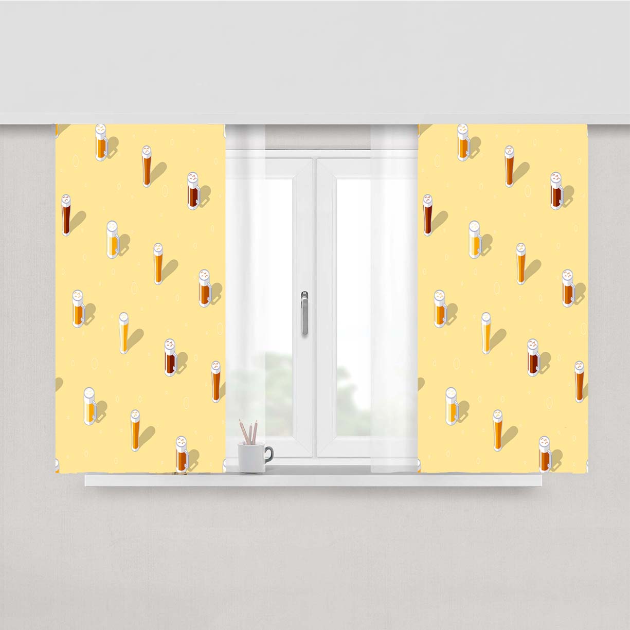 Isometric St Patricks Day Pattern 04 Peach Skin Window Curtains