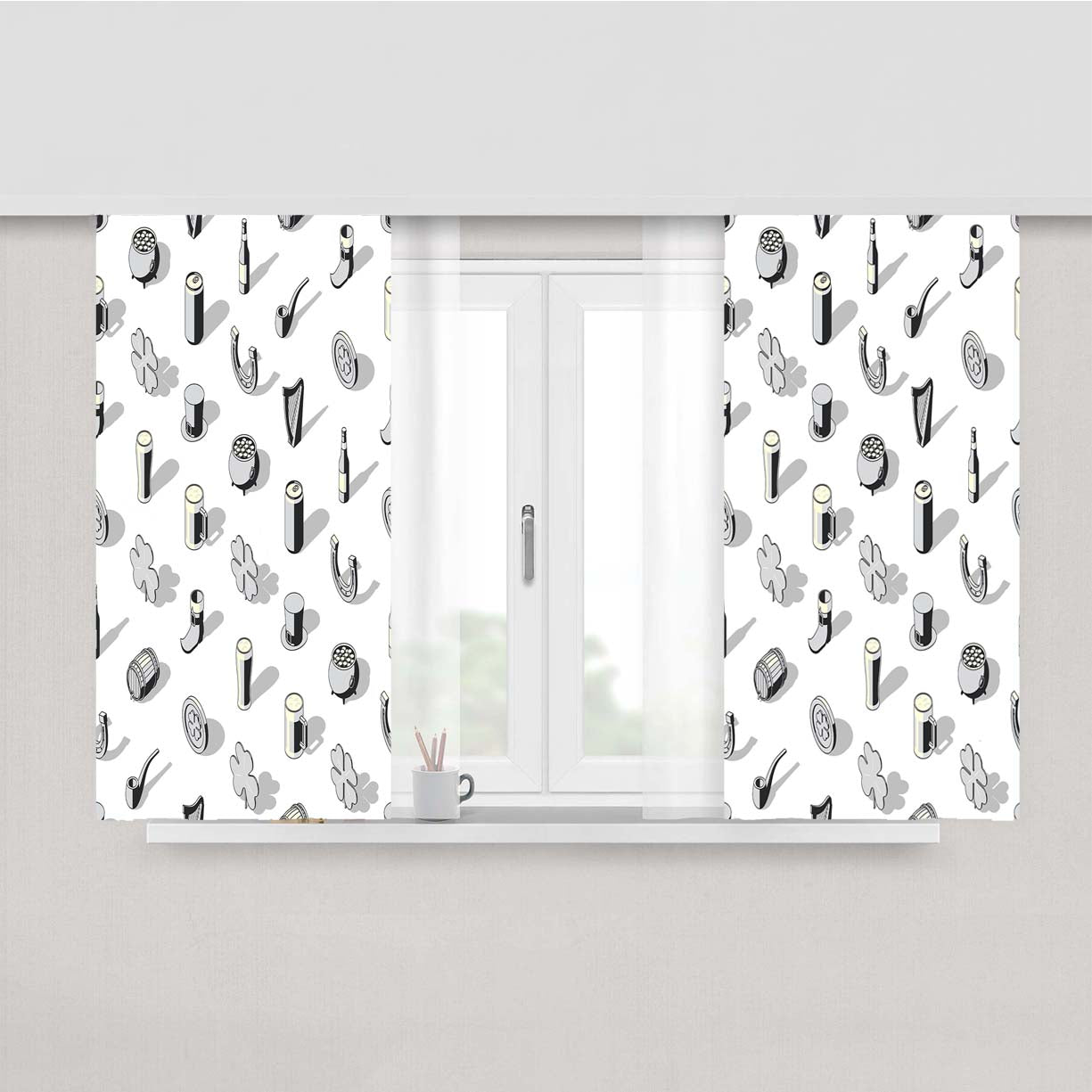 Isometric St Patricks Day Pattern 05 Peach Skin Window Curtains