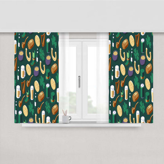 Isometric St Patricks Day Pattern 08 Peach Skin Window Curtains
