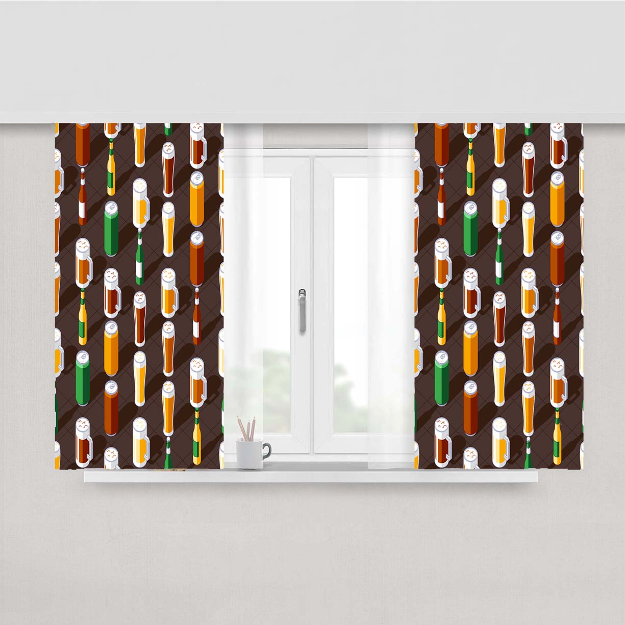 Isometric St Patricks Day Pattern 10 Peach Skin Window Curtains