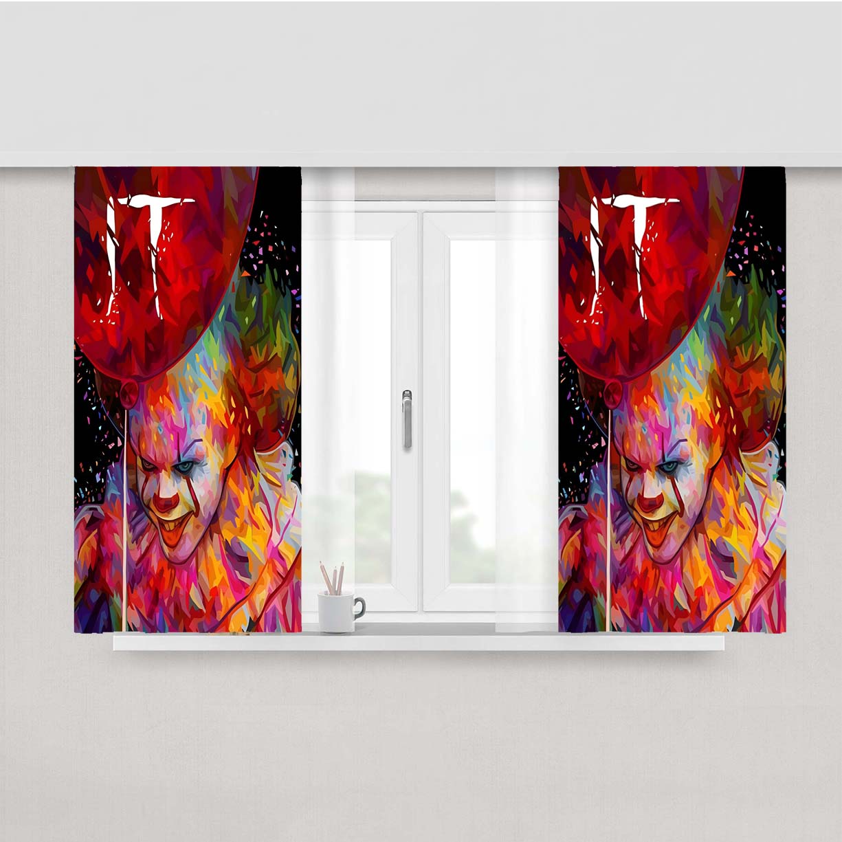 It Clown Pennywise Balloon Peach Skin Window Curtains