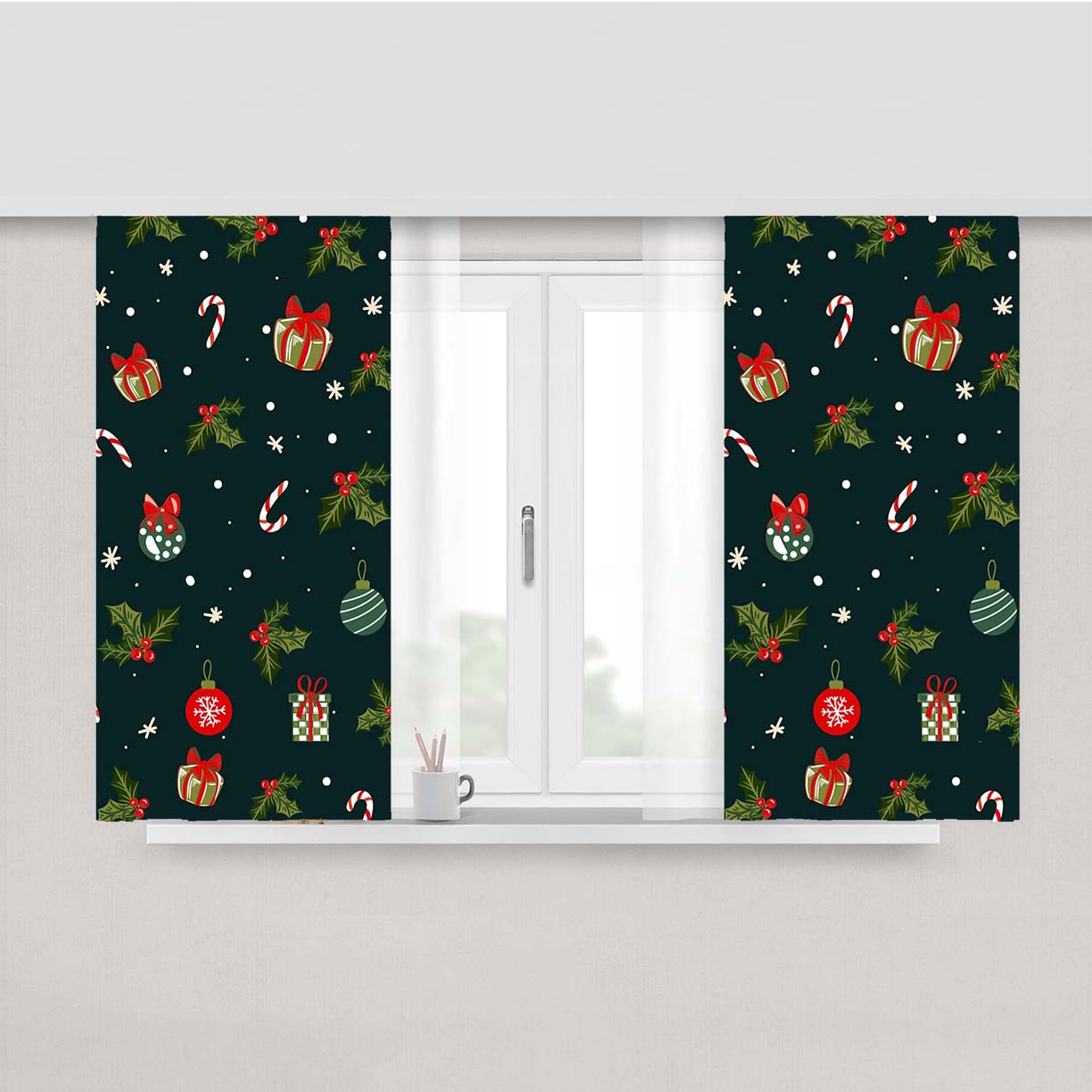 It'S Christmas Time Peach Skin Window Curtains