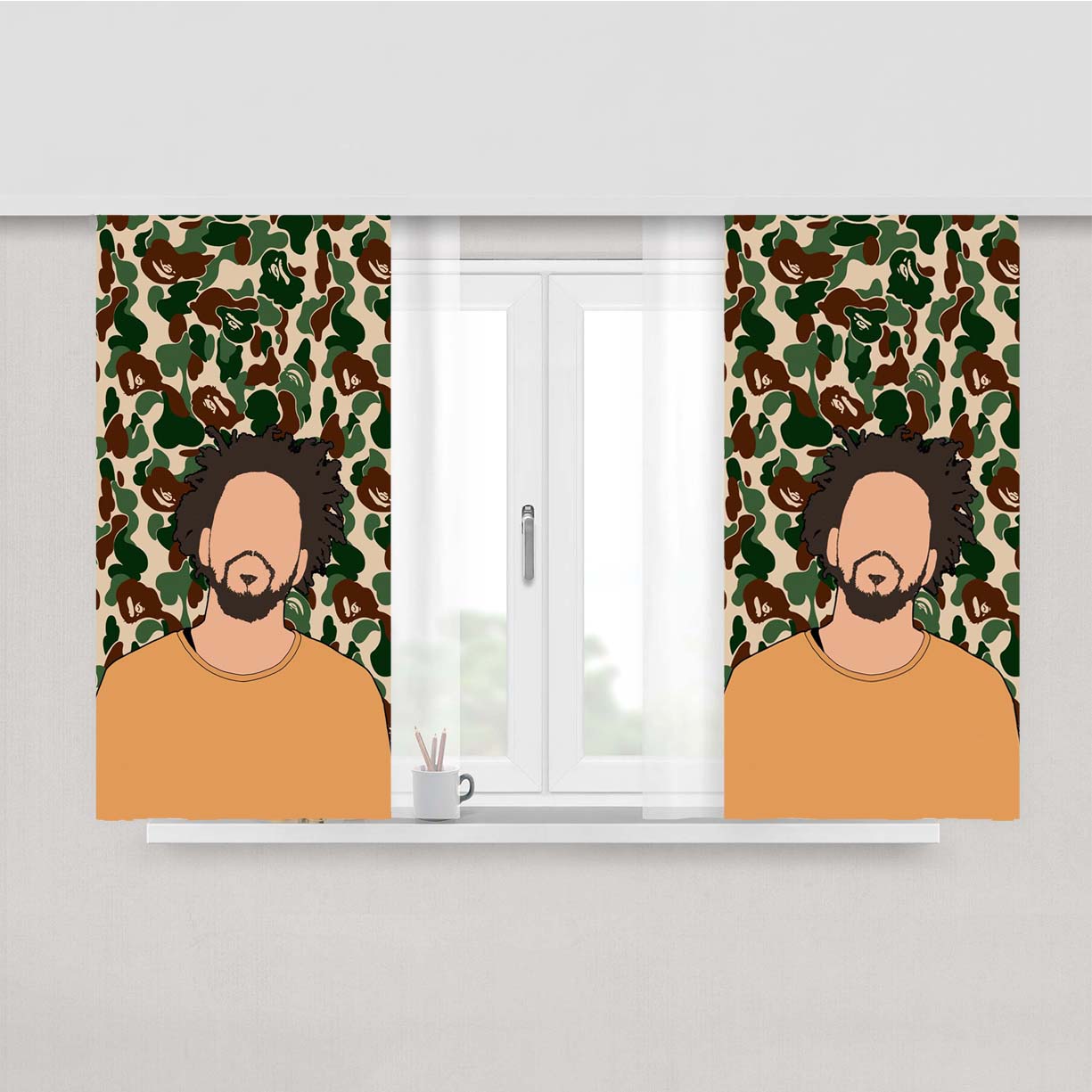 J Cole Army Pattern Peach Skin Window Curtains