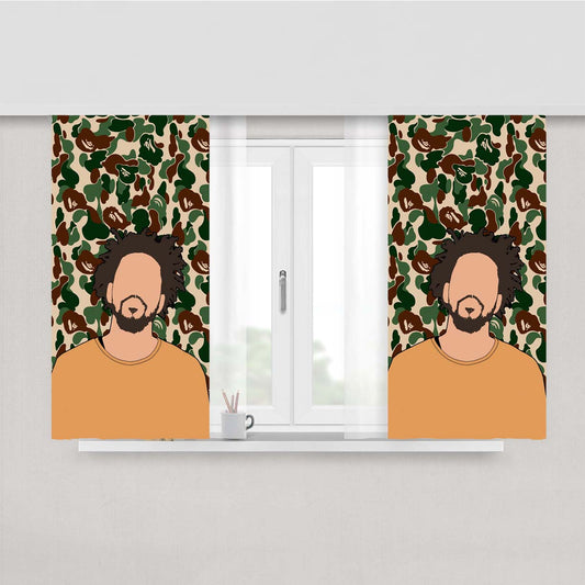 J Cole Army Pattern Peach Skin Window Curtains