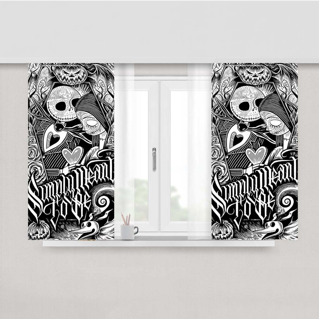Jack And Sally Nightmare Before Christmas Peach Skin Window Curtains