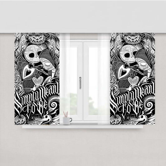 Jack And Sally Nightmare Before Christmas Peach Skin Window Curtains