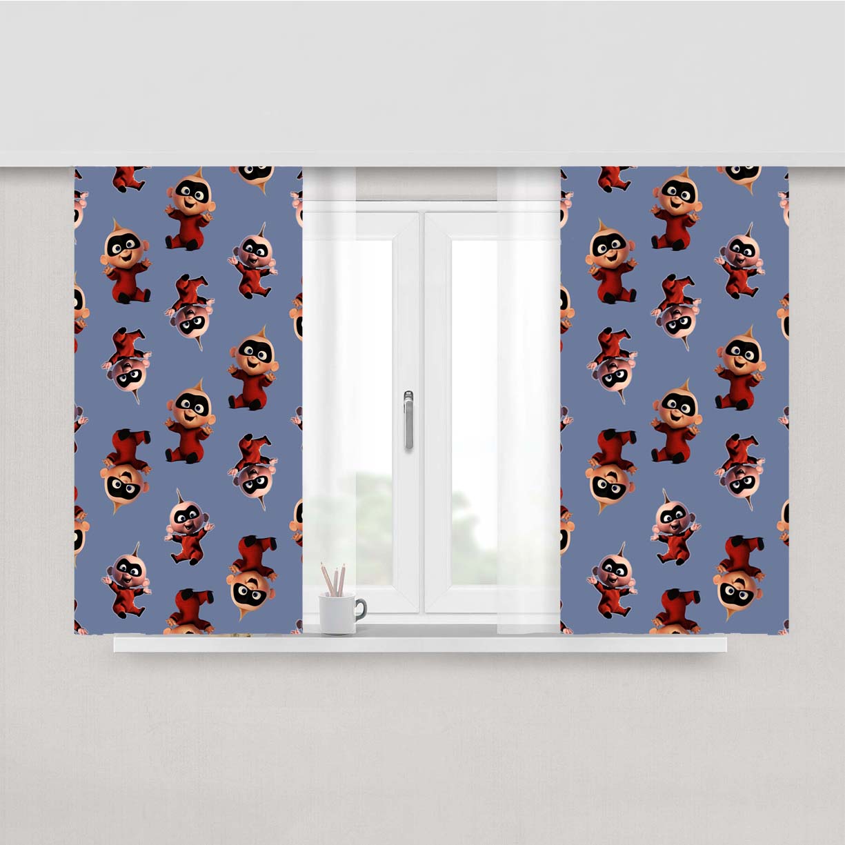 Jack Jack Incredibles 2 Pattern Art Peach Skin Window Curtains