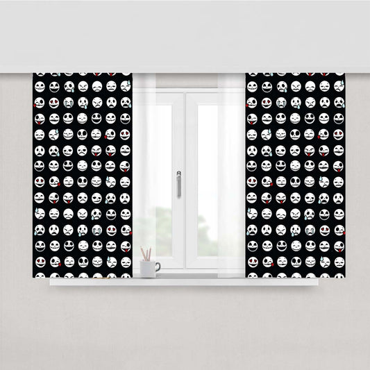Jack Skellington Cute Face Emoji Pattern Peach Skin Window Curtains