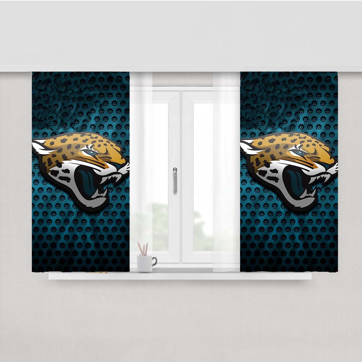 Jacksonville Jaguars Logo Peach Skin Window Curtains