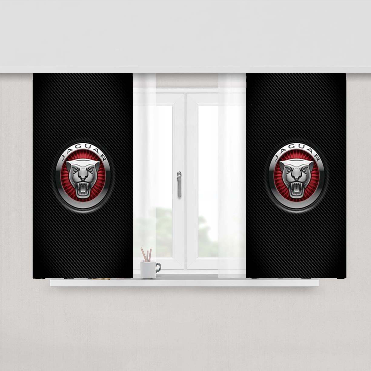 Jaguar Logo Peach Skin Window Curtains