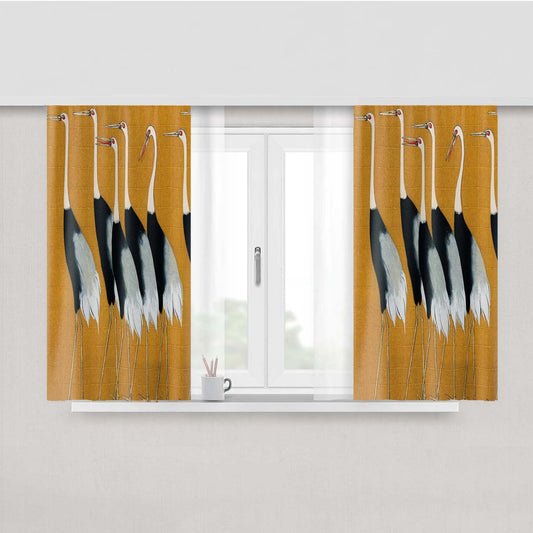 Japanese Crane Peach Skin Window Curtains