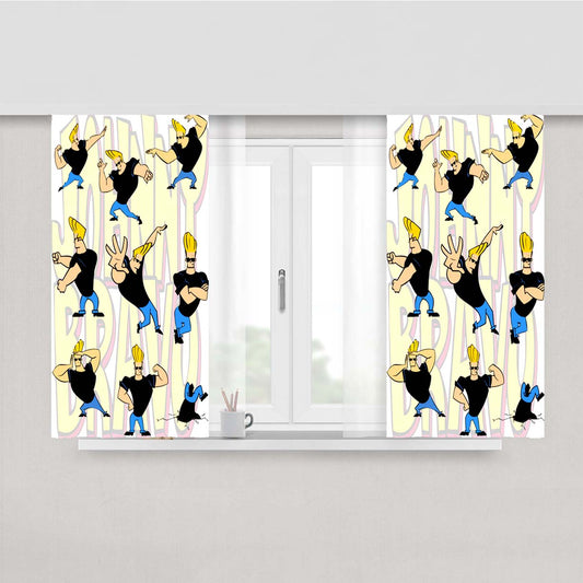 Johnny Bravo Pattern Wallpaper Peach Skin Window Curtains