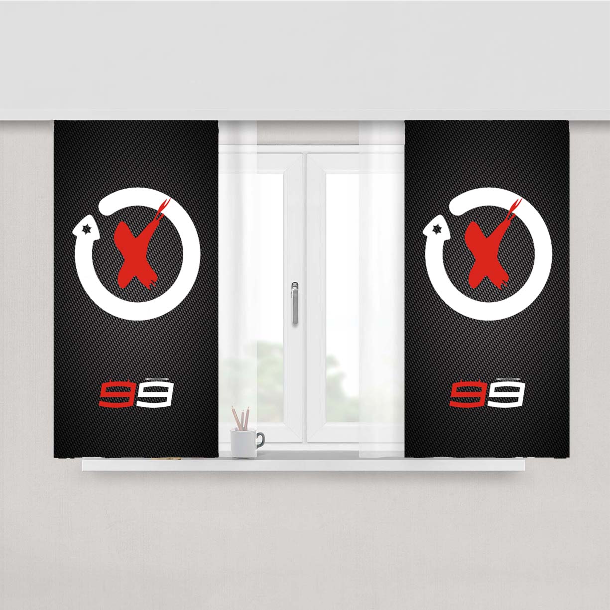 Jorge Lorenzo 99 X-Fuera Carbon Motogp Peach Skin Window Curtains