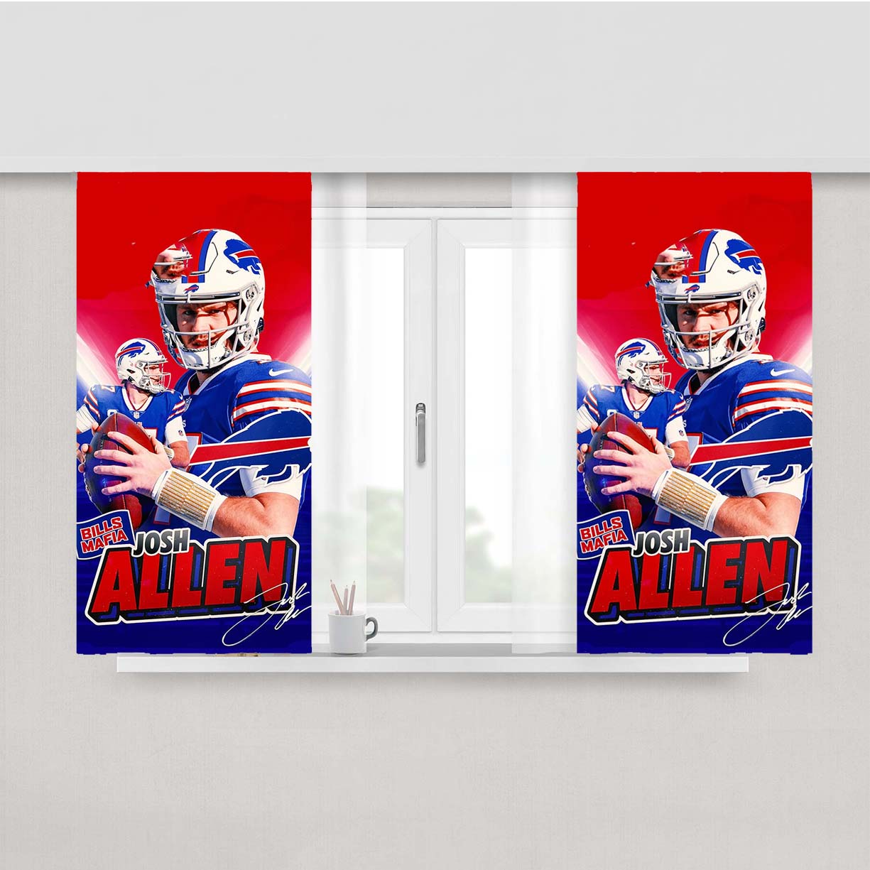 Josh Allen Buffalo Bills 1 Peach Skin Window Curtains