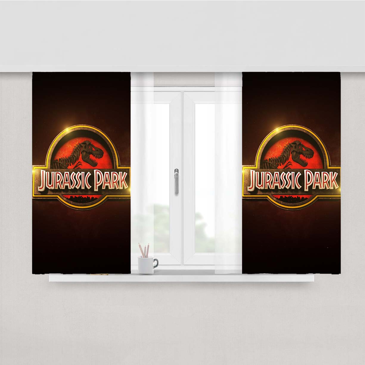 Jurassic Park 2 Peach Skin Window Curtains