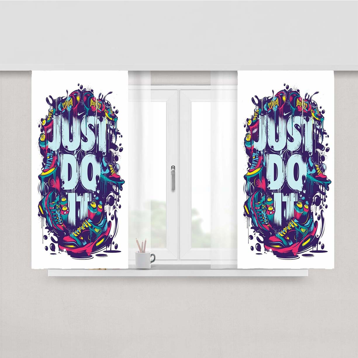 Just Do It Nike Art Shoes Peach Skin Window Curtains
