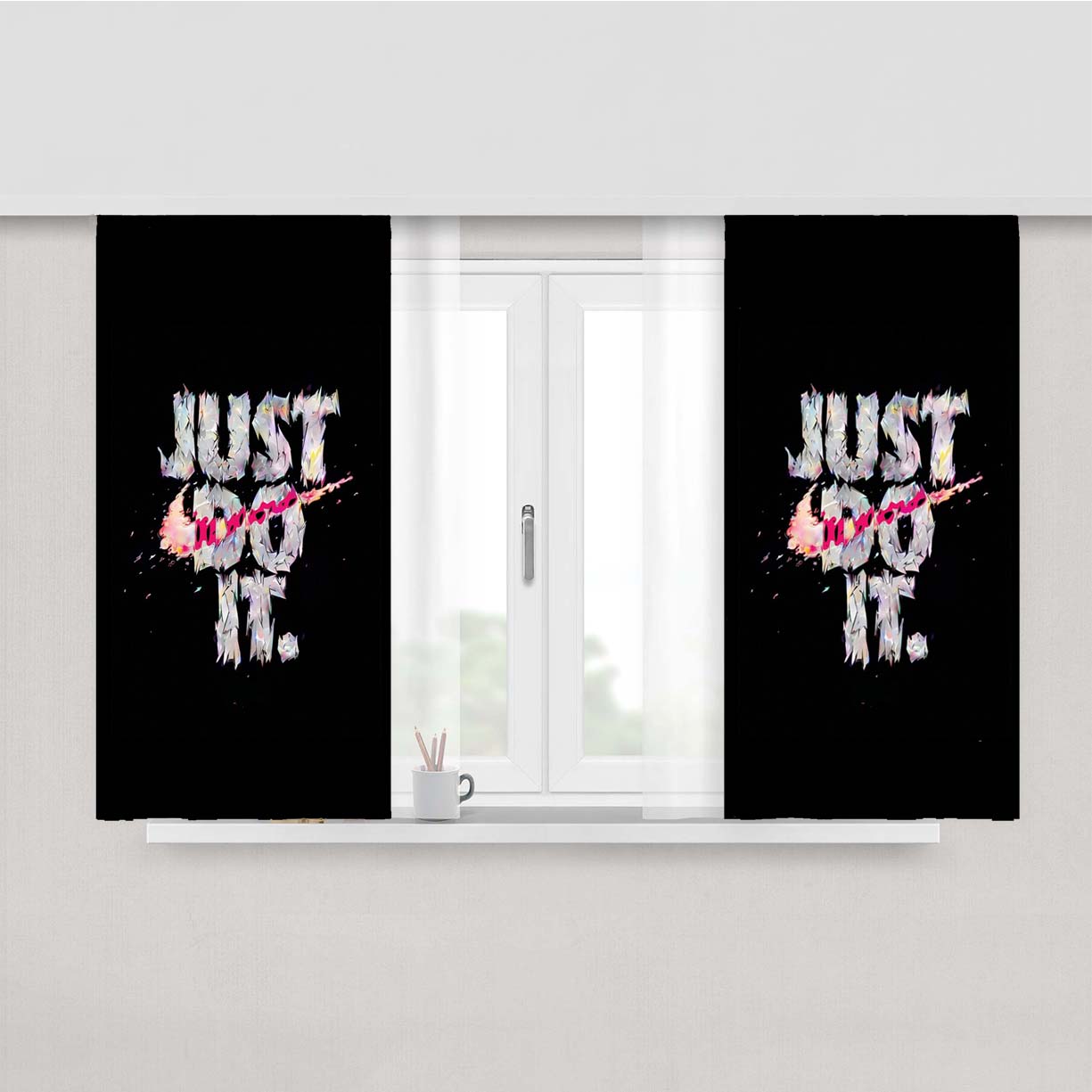 Just Do It Nike Pastel Peach Skin Window Curtains