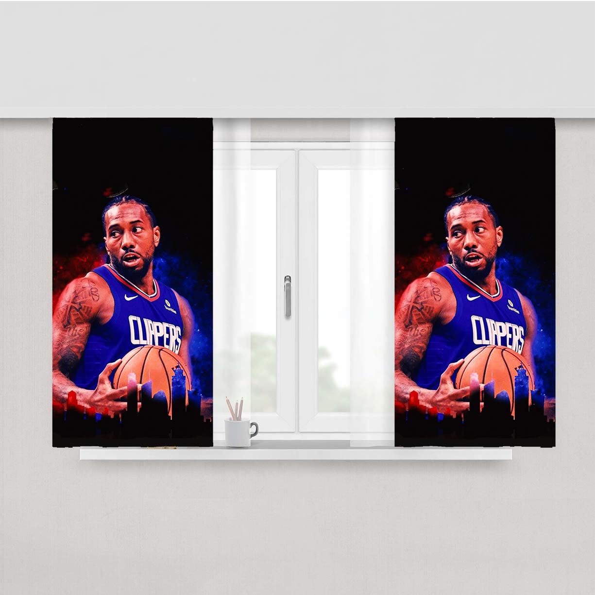Kawhi Leonard Clippers Peach Skin Window Curtains