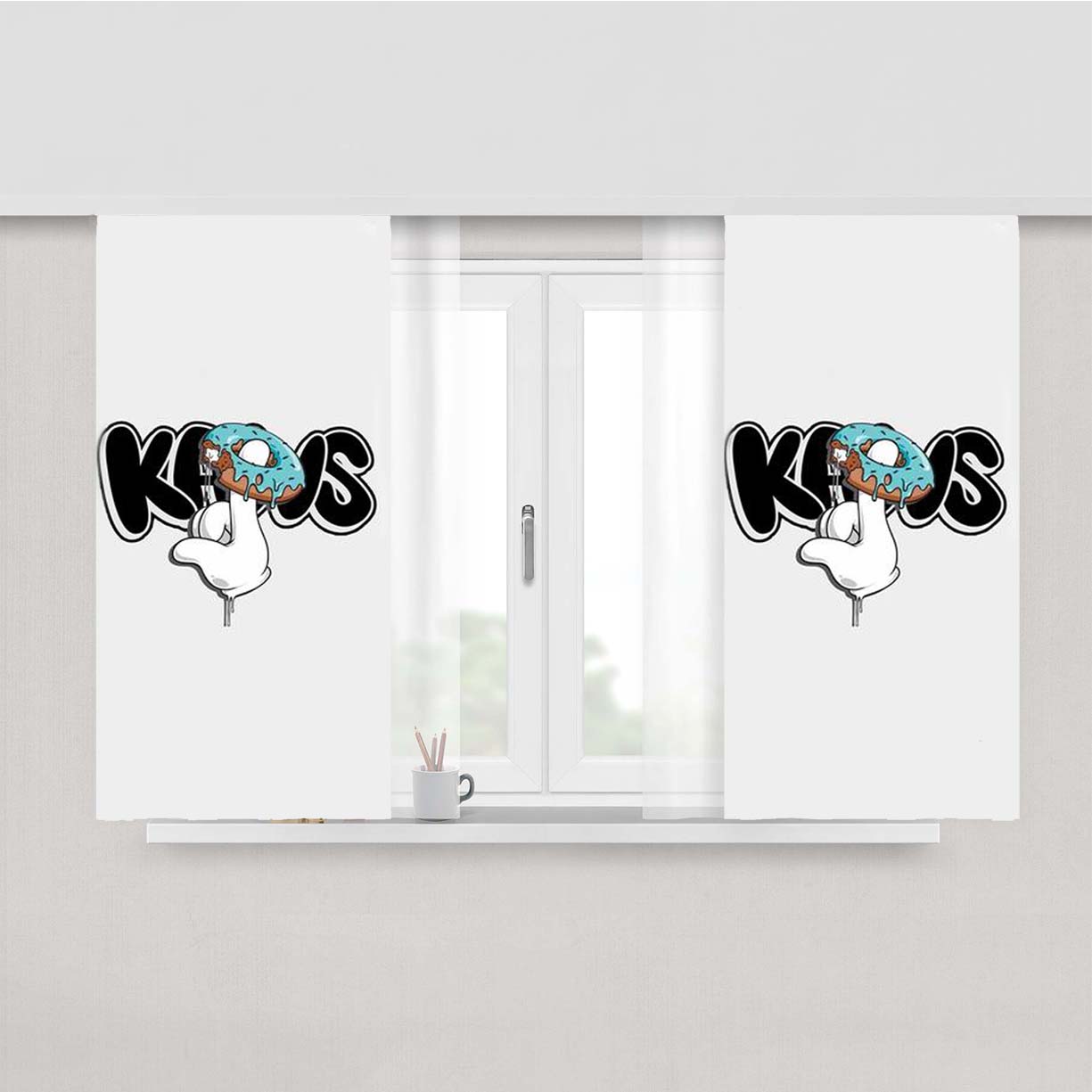 Kaws Finger Donut Peach Skin Window Curtains