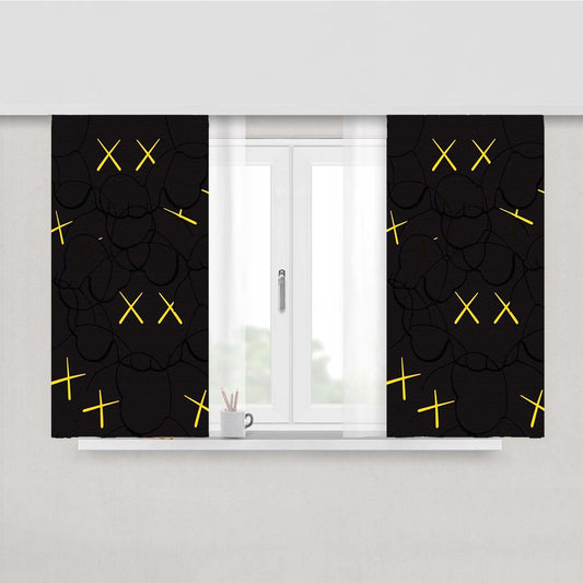 Kaws Pop Art X Marshmello Pattern Peach Skin Window Curtains