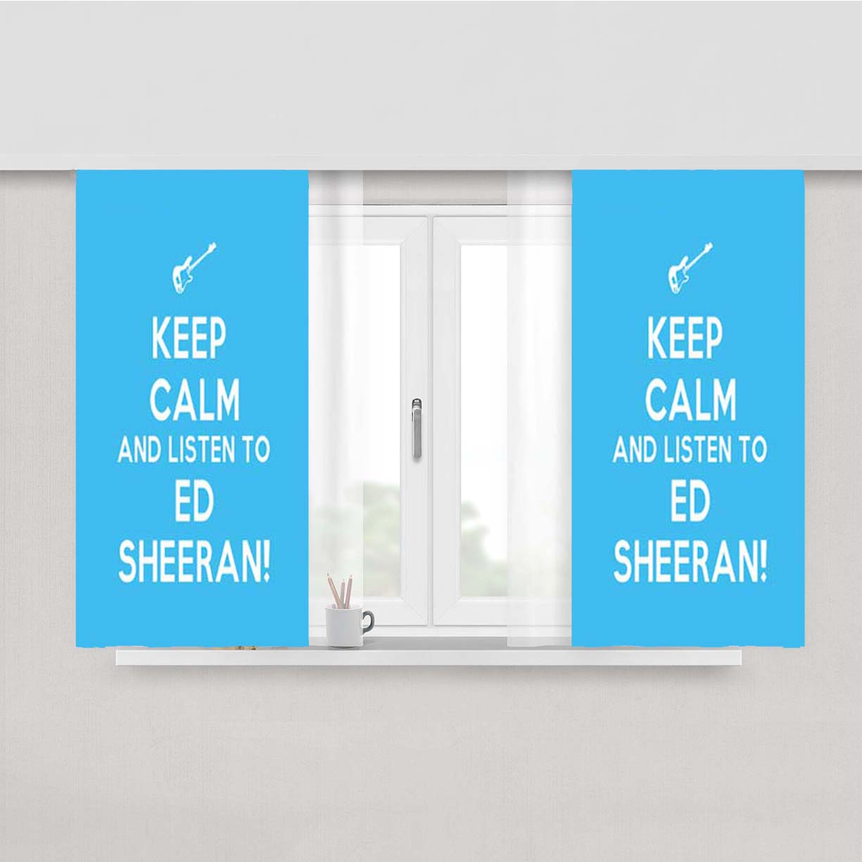 Keep Calm And Ed Sheeran Peach Skin Window Curtains