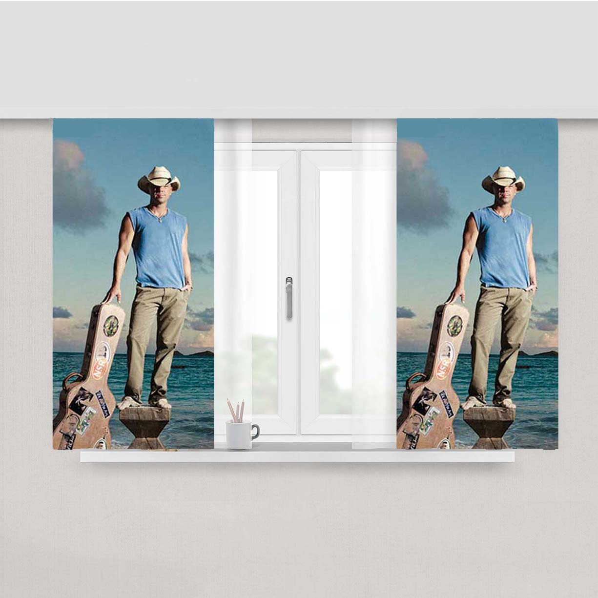Kenny Chesney Guitar Case Peach Skin Window Curtains