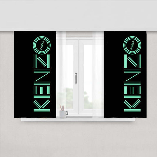 Kenzo Paris Logo Peach Skin Window Curtains
