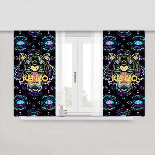 Kenzo Tiger Pattern Peach Skin Window Curtains
