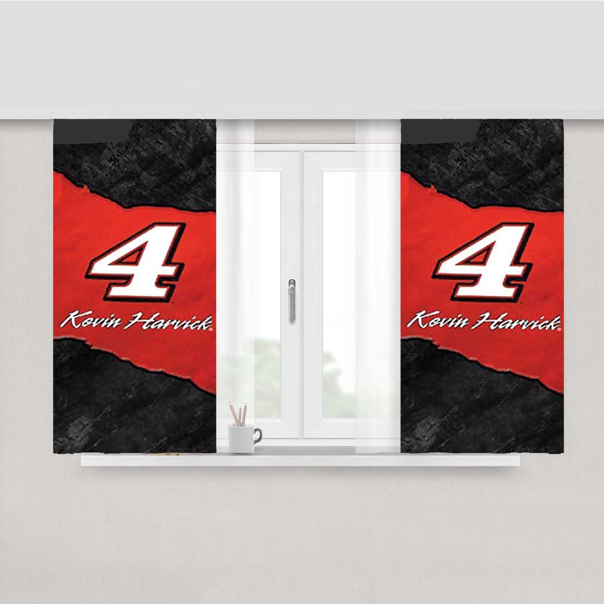 Kevin Harvick Red Strip Peach Skin Window Curtains