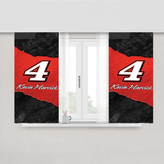 Kevin Harvick Red Strip Peach Skin Window Curtains