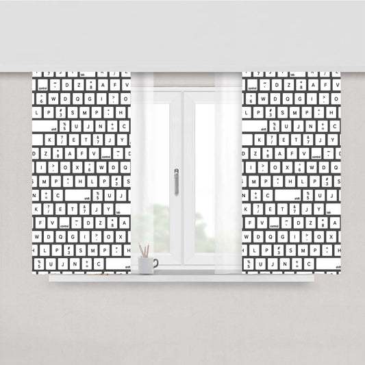 Keyboard Pattern Peach Skin Window Curtains