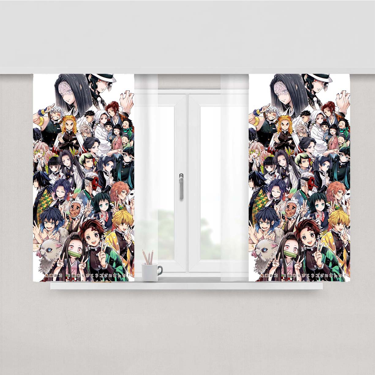 Kimetsu No Yaiba All Heroes Pattern Peach Skin Window Curtains