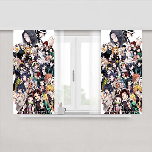 Kimetsu No Yaiba All Heroes Pattern Peach Skin Window Curtains