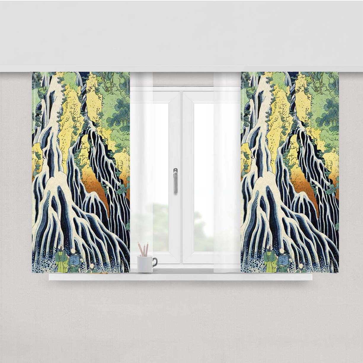 Kirifuri Falls In Kurokawa Mountain Peach Skin Window Curtains