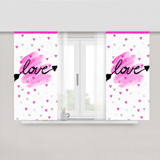 Kitty Pink Valentine Pattern Love Peach Skin Window Curtains