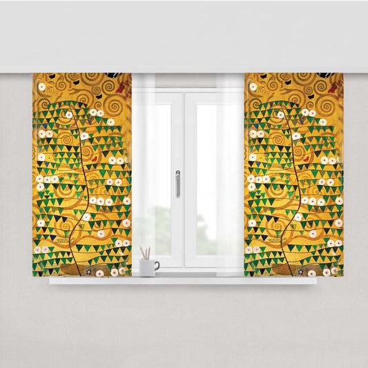 Klimt - Tree Of Life Peach Skin Window Curtains