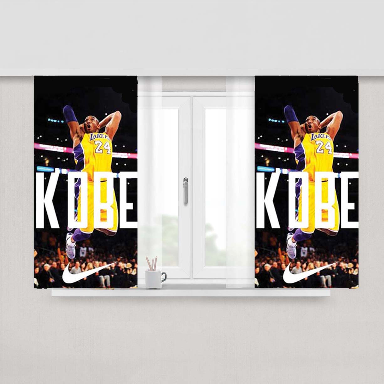 Kobe Big Name Peach Skin Window Curtains