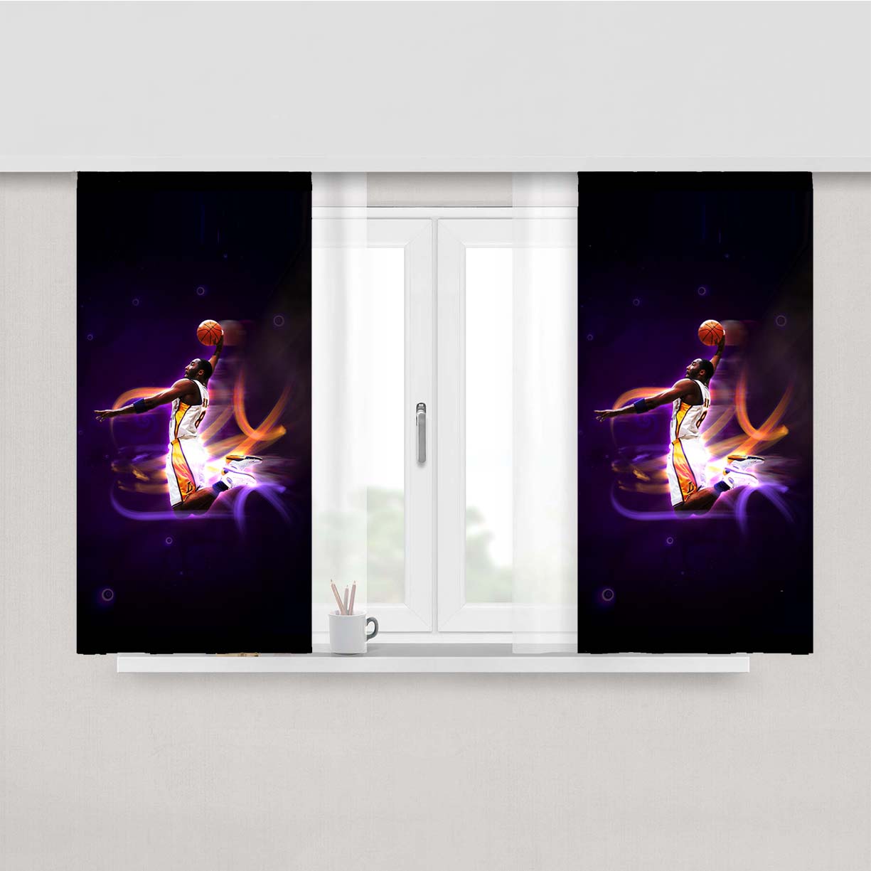 Kobe Slamdunk Glowing Peach Skin Window Curtains